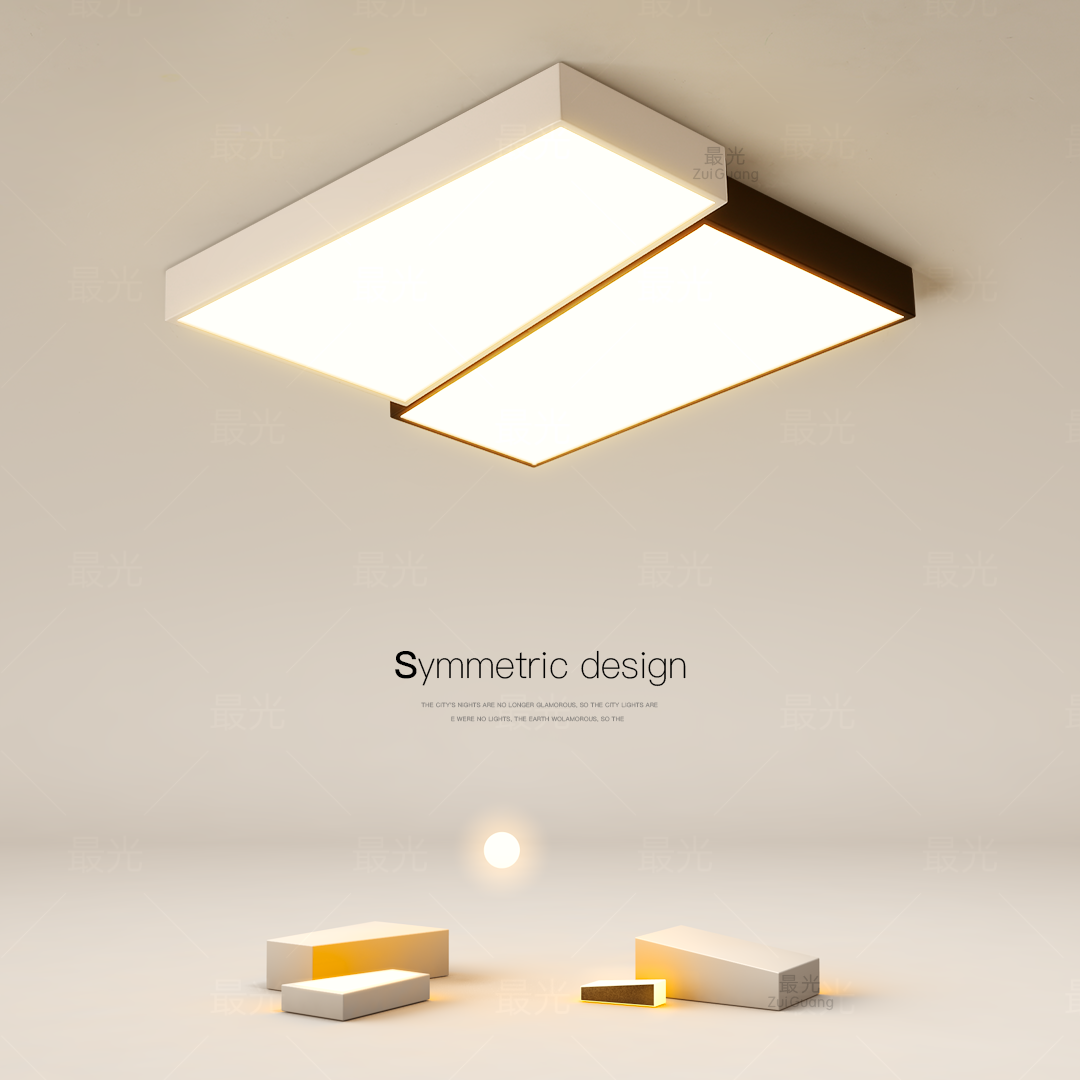 经典黑白撞色led卧室灯简约现代