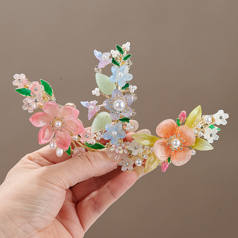 新中式花朵珍珠发夹古风优雅后脑勺半扎发卡旗袍汉服配饰弹簧夹女,饰品/流行首饰/时尚饰品新,民族风发饰,淘宝优惠券,粉丝福利购,淘宝优惠卷