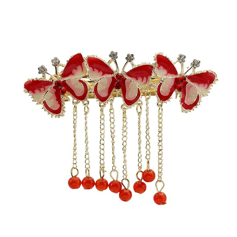 古风滴油蝴蝶流苏发夹学生超仙盘发合金一字夹现代旗袍古典侧边夹,饰品/流行首饰/时尚饰品新,民族风发饰,淘宝优惠券,粉丝福利购,淘宝优惠卷