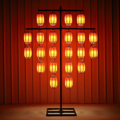 新款中式婚庆铁艺灯笼屏风路引