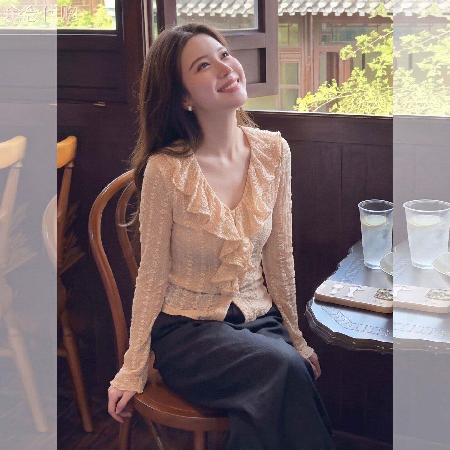 2026秋季新款大码女装通勤显瘦遮肉气质女装百搭荷叶边木耳边法式