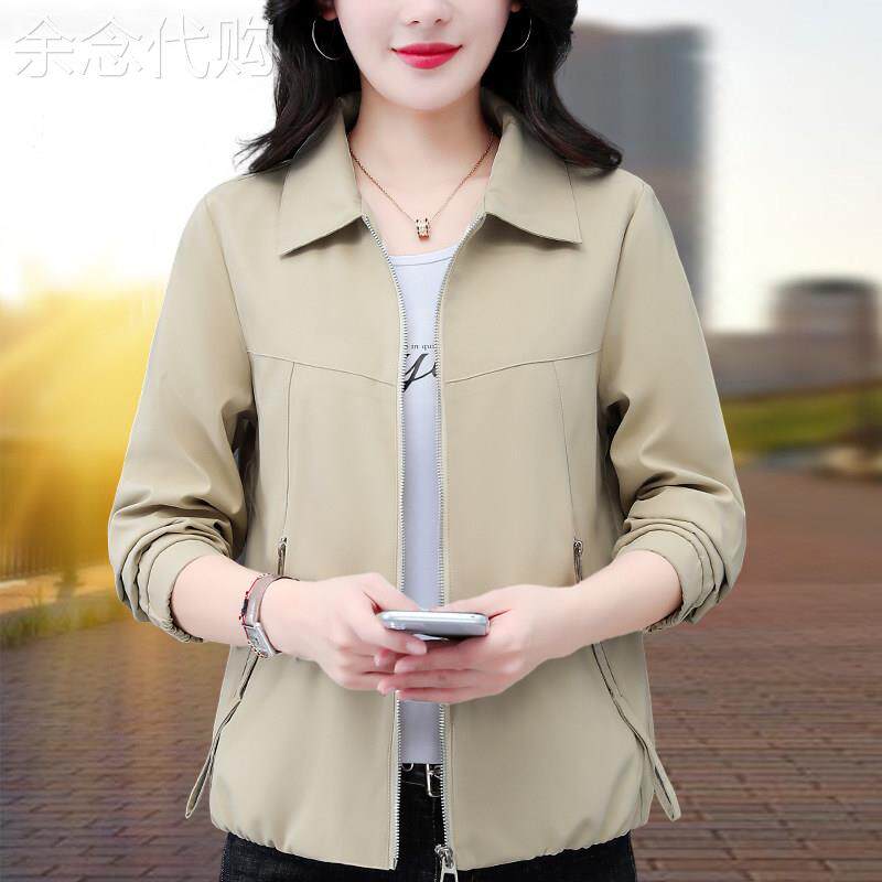 春秋短款外套女2026秋季新款宽松大码翻领休闲长袖小夹克上衣女装