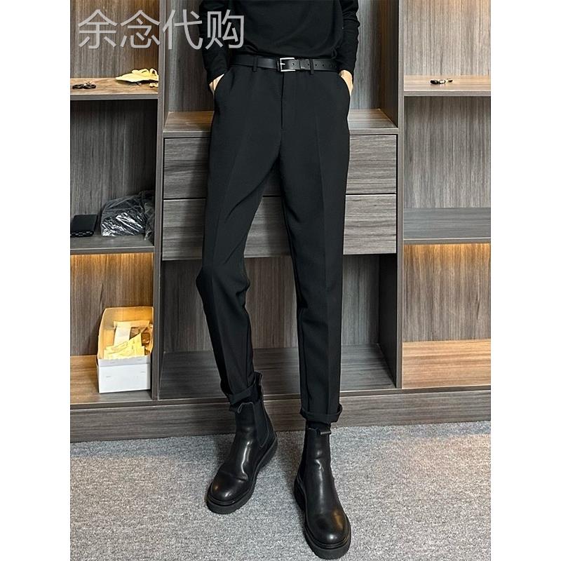 西裤男款春秋季高级感商务直筒西装裤子潮牌修身痞帅小脚休闲长裤