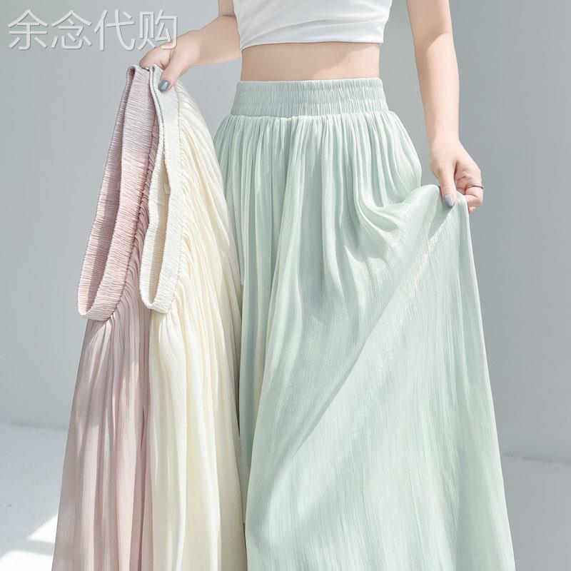 琉璃纱冰丝裙裤女2026年夏季新款高腰薄款垂感防晒阔腿拖地休闲裤
