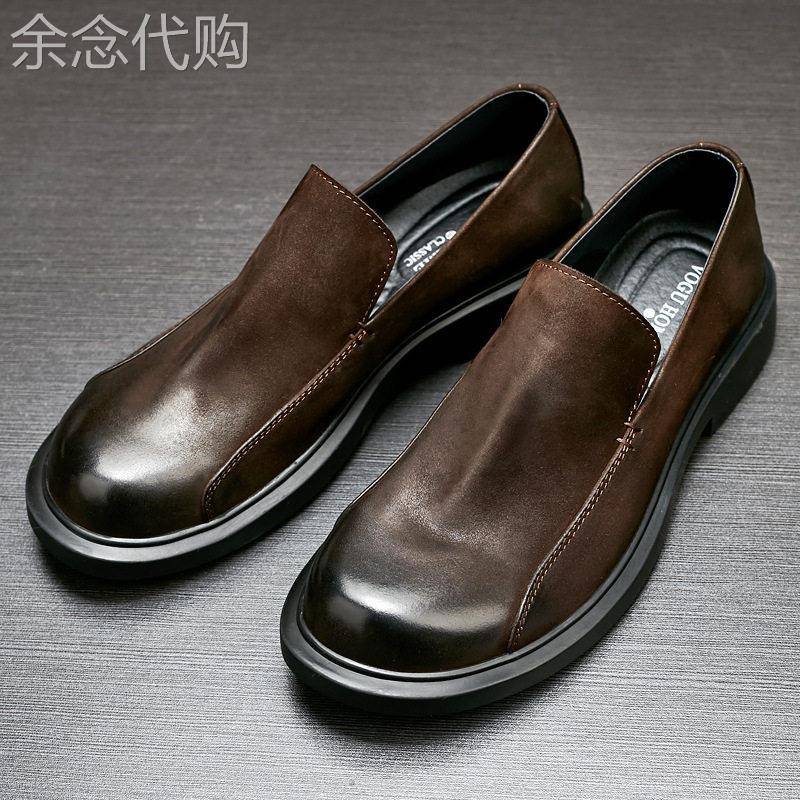 Super奢华男鞋透气休闲鞋软底圆头系带鞋子潮流百搭一脚蹬皮鞋