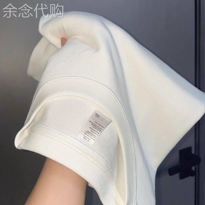 300g重磅纯棉短袖T恤男女休闲百搭纯色半截袖磨毛套头圆领上衣潮