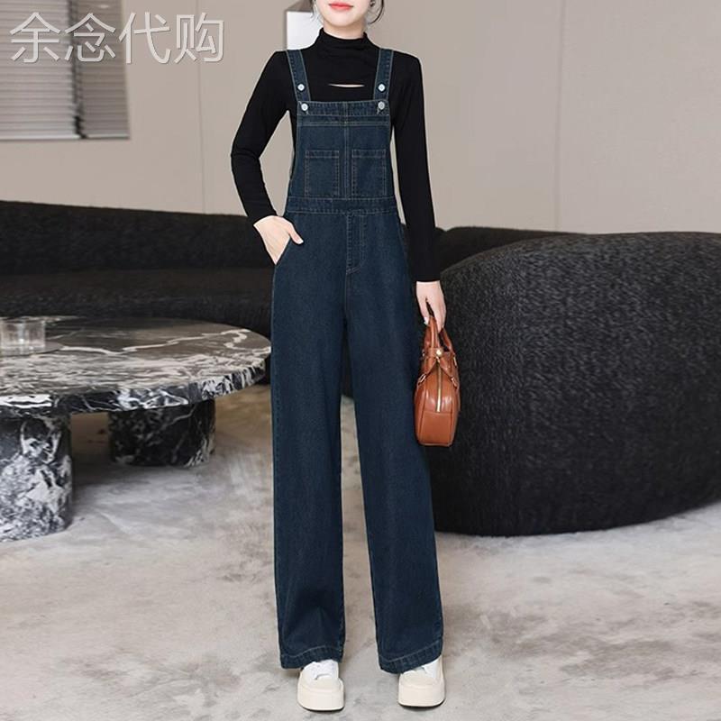 2025春秋新款覆古高腰牛仔背带裤女韩版宽松休闲显瘦连体阔腿长裤