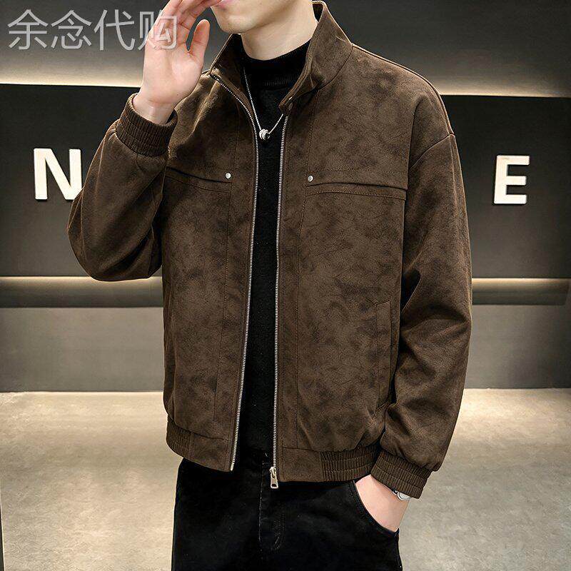 潮牌复古麂皮绒棒球服夹克男2026秋季新款高级感休闲百搭工装外套