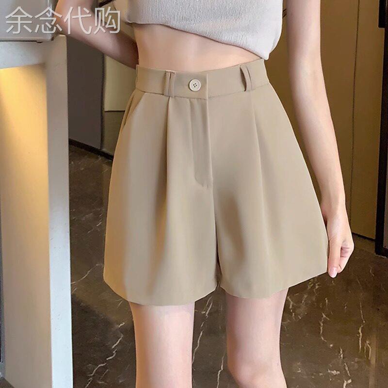 卡其色西装短裤女2026新款夏季外穿高腰a字显瘦休闲裤运动阔腿裤