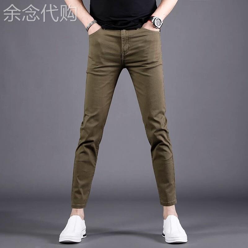 新款高端商务休闲牛仔裤男时尚百搭韩版修身小脚纯色九分裤子男款