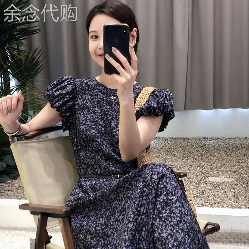 茶歇法式泡泡袖碎花洋装女2026春季新款独特漂亮气质收腰长裙子