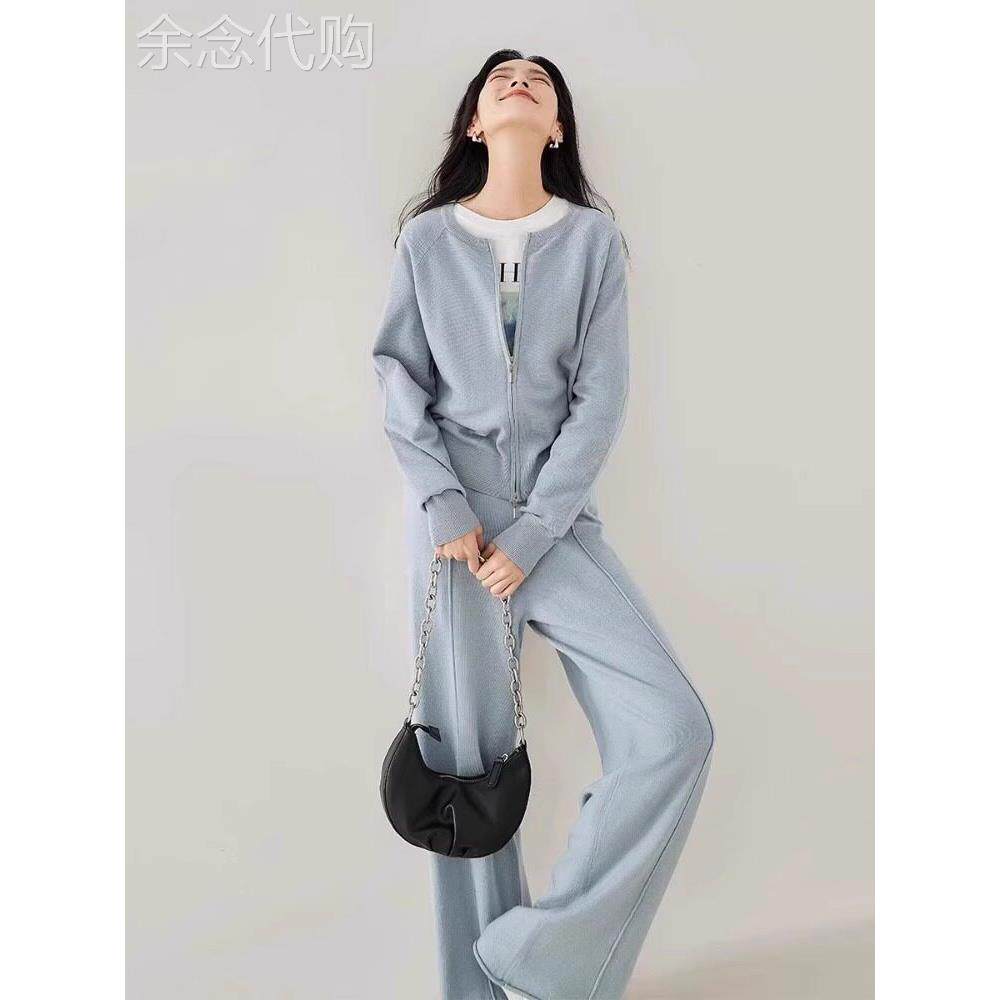 欧洲站覆古宽松休闲套装女2025秋季新款修身显瘦直筒休闲裤两件套