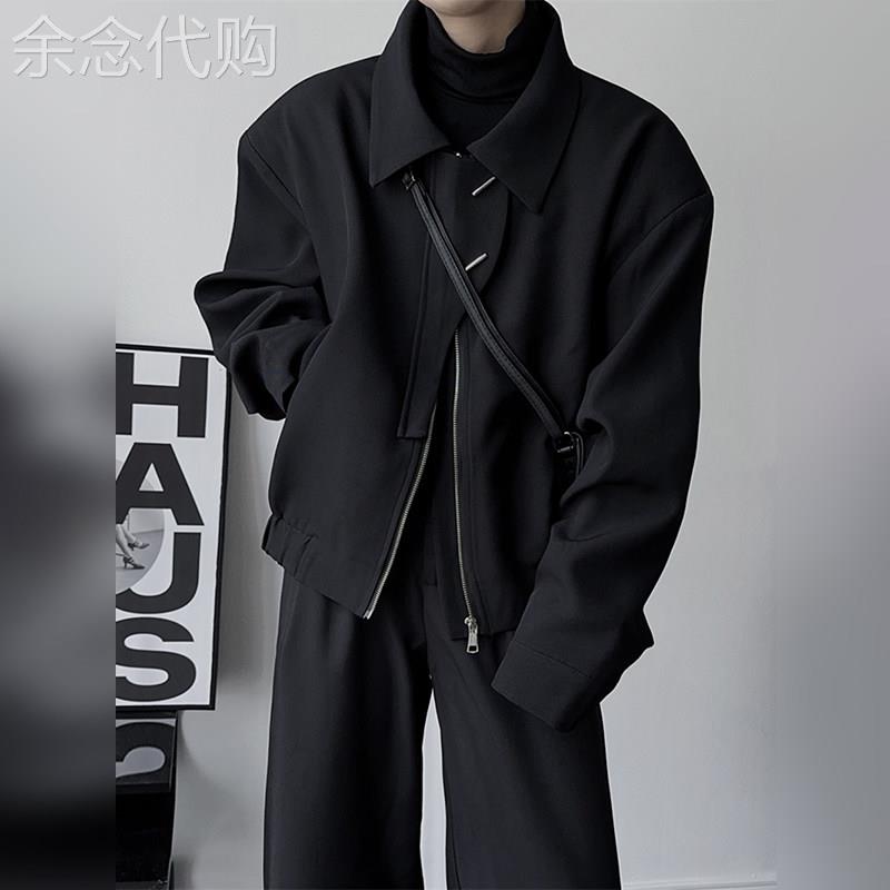 高端美式男女款设计宽肩飞行夹克2026春季简约短款纯色宽松外套图片