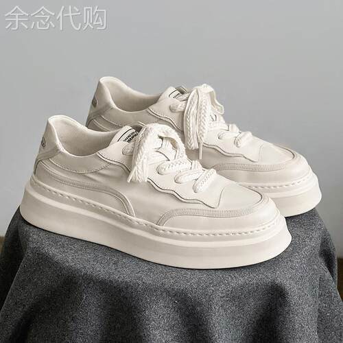 【高品质】男鞋2026新款网面小白鞋潮男款真皮厚底运动休闲板鞋潮