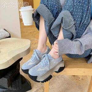 6CM高跟厚底休闲鞋女时尚网纱松糕底老爹鞋春夏百搭粗跟运动单鞋