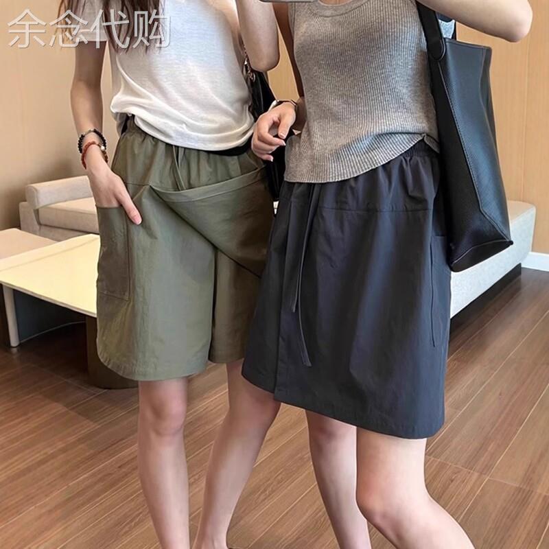 深蓝色工装短裤女夏季2026新款高腰显瘦小个子速干裙裤a字阔腿裤