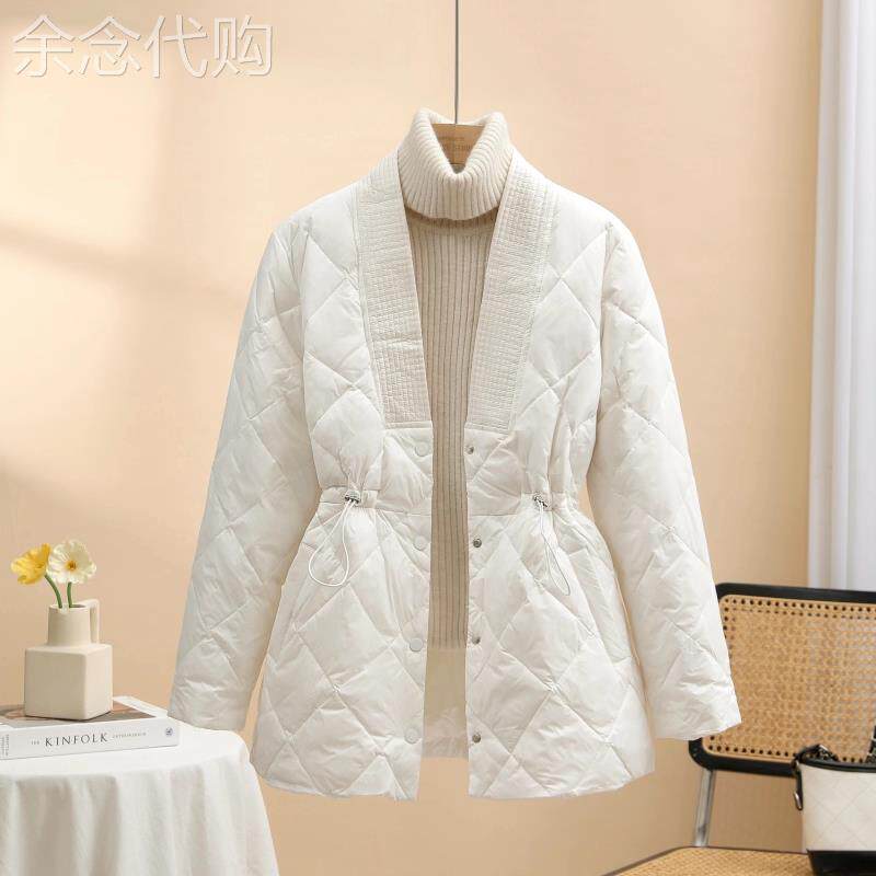 潮牌轻薄羽绒棉服女士冬季短款收腰显瘦修身时尚菱格夹棉棉袄外套