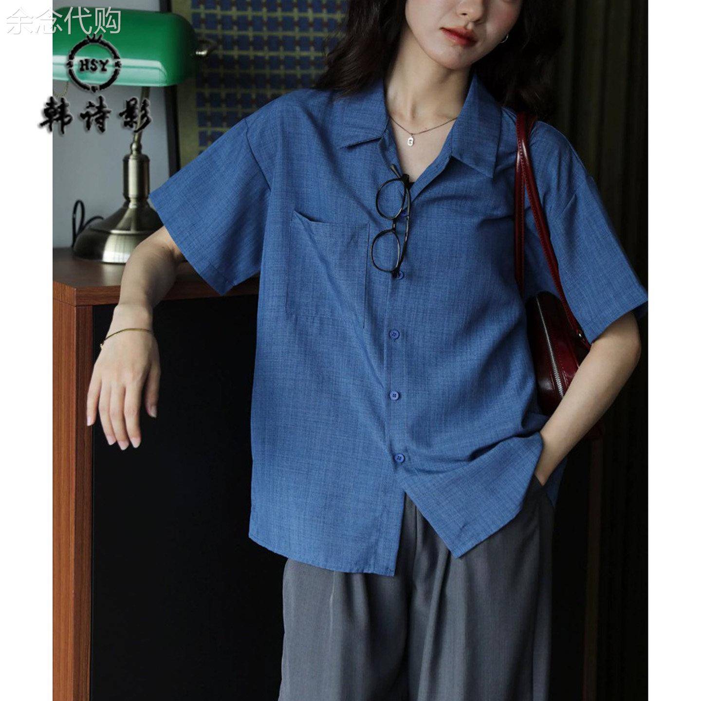 设计感翻领短袖衬衫女2026新款复古港味衬衫小众ins风外穿上衣潮