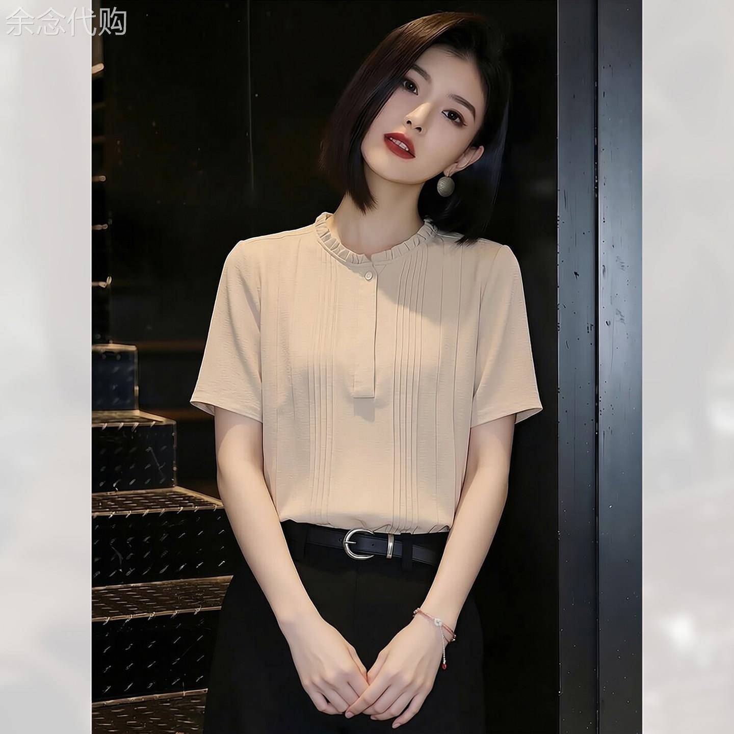 轻熟风法式休闲立领短袖衬衫女装夏季2026年新款时尚洋派衬衫上衣