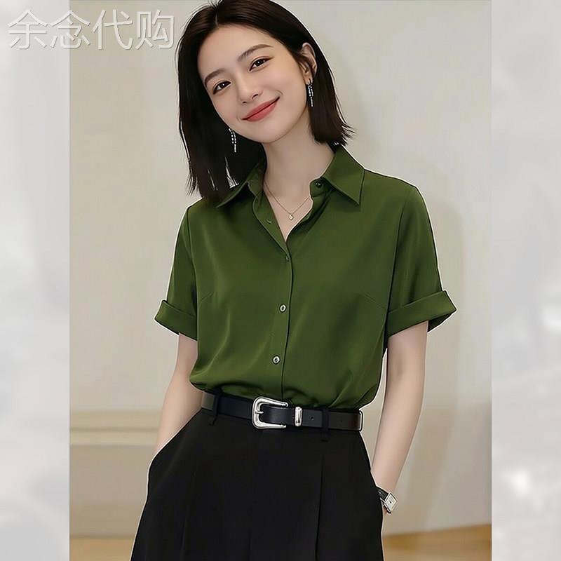轻薄漂亮Polo领宽松短袖衬衫女装夏季2026年新款温柔精致小衫简约