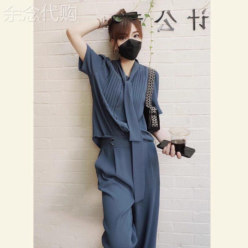 休闲套装女夏季2026新款设计感雪纺上衣阔腿裤宽松显瘦通勤两件套
