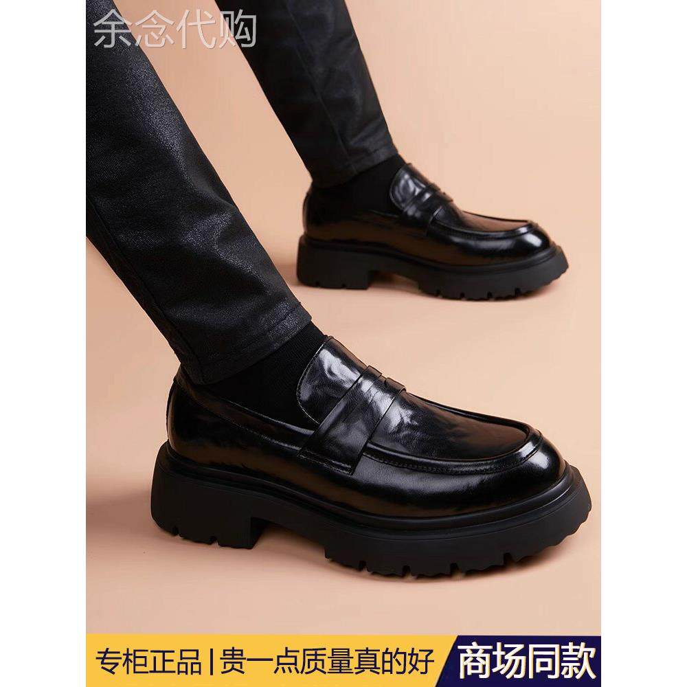 高端正品一脚蹬皮鞋男款真皮2025新款春季透气豆豆鞋休闲大头男鞋