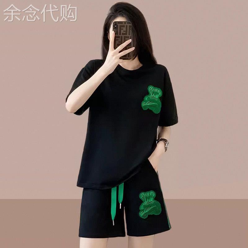 欧洲站运动服套装女爆款夏季新款休闲时尚洋气短袖宽松短裤两件套