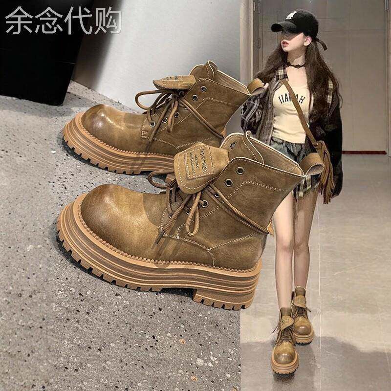 唯有经典不辜负~2025新款复古短靴子女英伦风厚底超火马丁靴女款