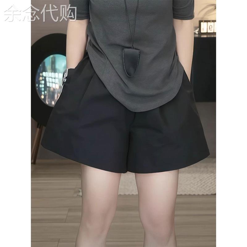 黑色休闲短裤女2026新款夏季欧货小个子热裤松紧腰蓬蓬a字阔腿裤