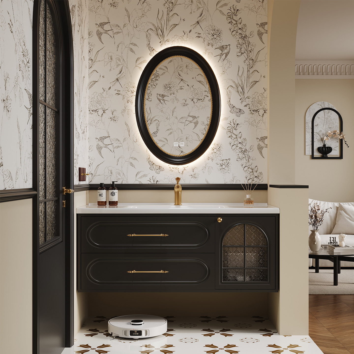 法式轻奢实木浴室柜组合卫生间陶瓷一体盆洗手池洗脸盆洗漱台套装,家装主材,浴室柜组合,淘宝优惠券,粉丝福利购,淘宝优惠卷