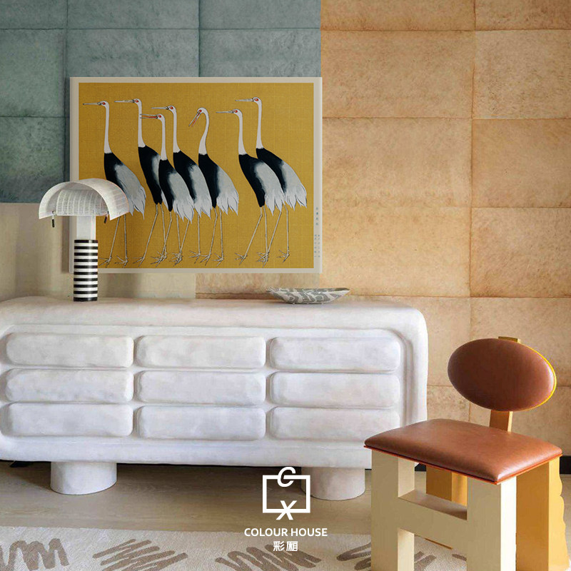 现代简约艺术风格"七福神"日本红冠鹤群传统肖像客厅卧室玄关