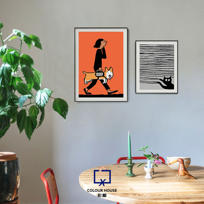 jean jullien橙色狗狗手提包黑色猫咪抓痕卡纸组合画当代艺术餐厅