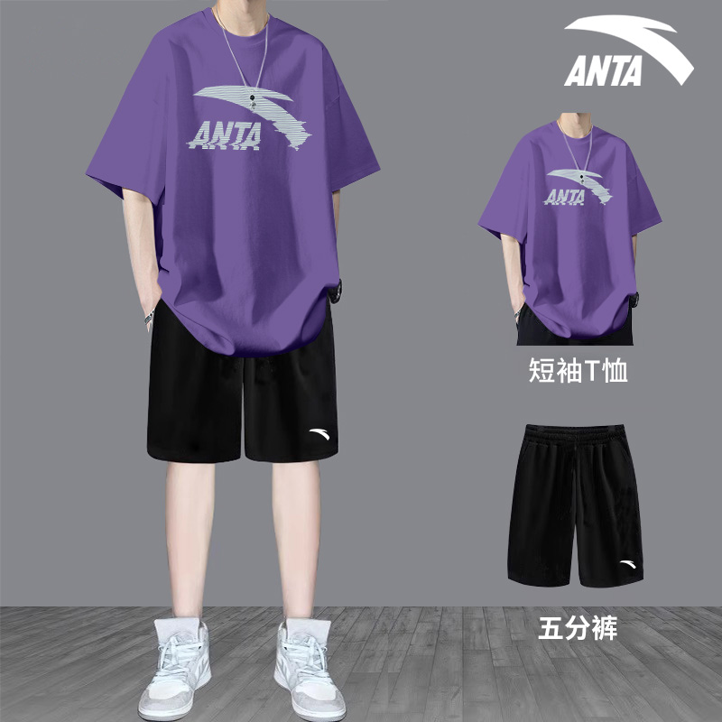ANTA 여름 스포츠 정장 남자 하이틴 여름 정장 남자 2024 새로운 여름 옷 시원하고 인기있는 스포츠웨어