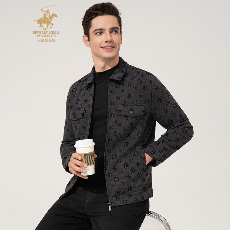 【绵羊毛】比华利保罗秋冬季新款男士开衫外套四面弹翻领夹克&middot;