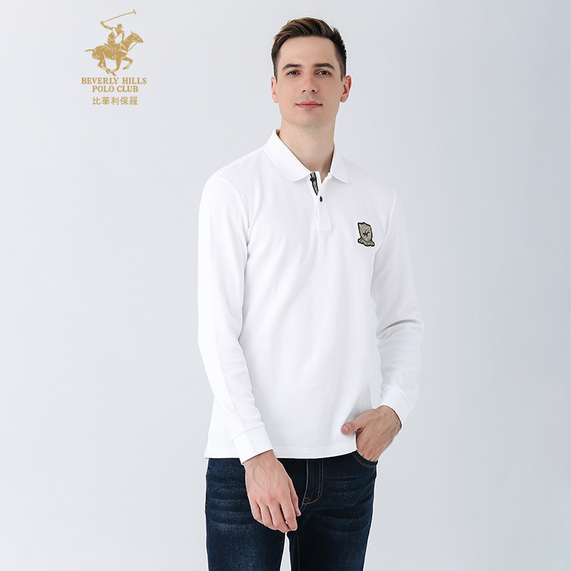 比华利保罗秋冬新款商务精致小logo休闲男士长袖polo衫