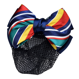 绿色黄色条纹头花领花女式套装银行酒店邮政储蓄工作上班发饰发夹