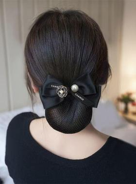 山茶花头花女职业护士发网工作盘头发黑色空姐高级感网兜2025新款