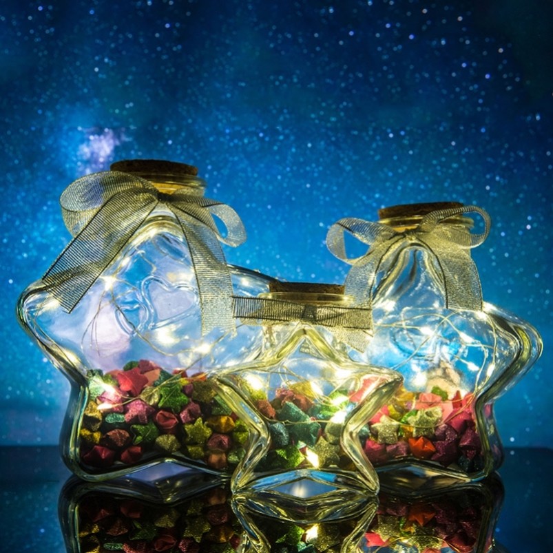 心愿瓶装饰品星星许愿瓶.摆件成品房间漂流瓶瓶子玻璃瓶折纸套盒