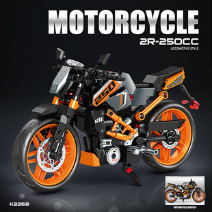 机车系列积木男孩新年礼物复古摩托车模型拼装图儿童玩具2026新款