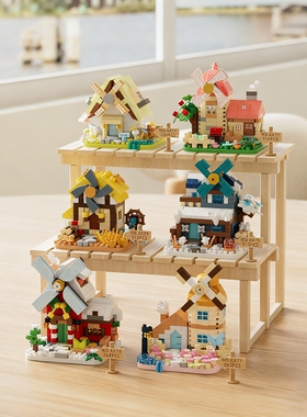 高颜值凤车木屋积木拼装玩具街景建筑小镇模型拼图女孩子生日礼物