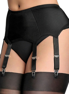 2025 ebay 热卖吊带袜布款花边弹力6爪可调节大码吊袜带 欧美