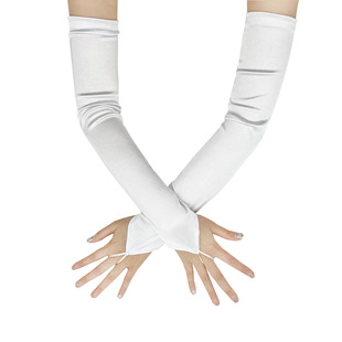 2026女士长款 防晒手 勾指色丁手套1920s化妆舞会新娘婚纱礼服配饰