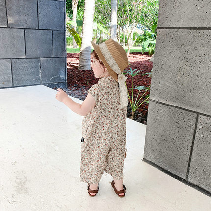 2026夏季女童韩版棉布连体裤宝宝洋气长爬服中小童休闲无袖哈衣潮