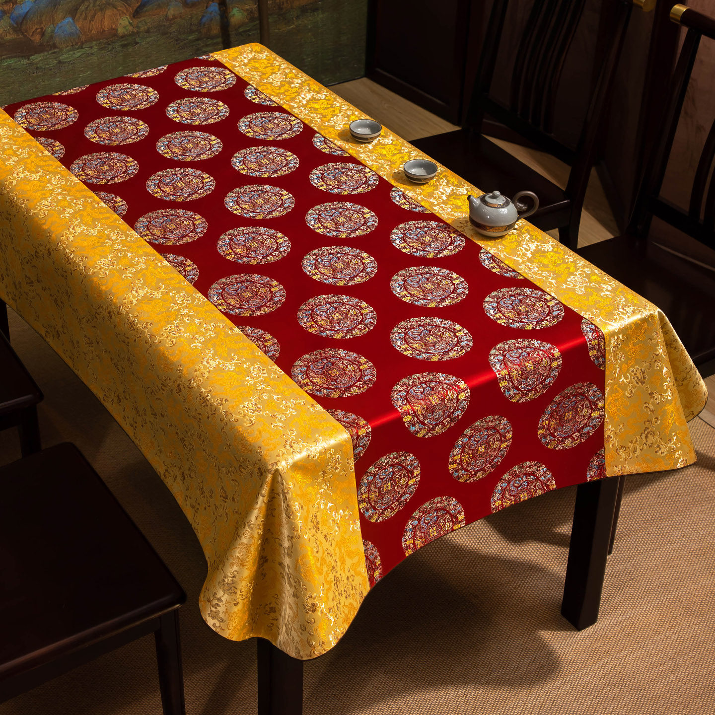 新中式茶几桌布高端古典中国风长方形餐桌台布斗柜电视柜防尘盖布,居家布艺,桌布,淘宝优惠券,粉丝福利购,淘宝优惠卷