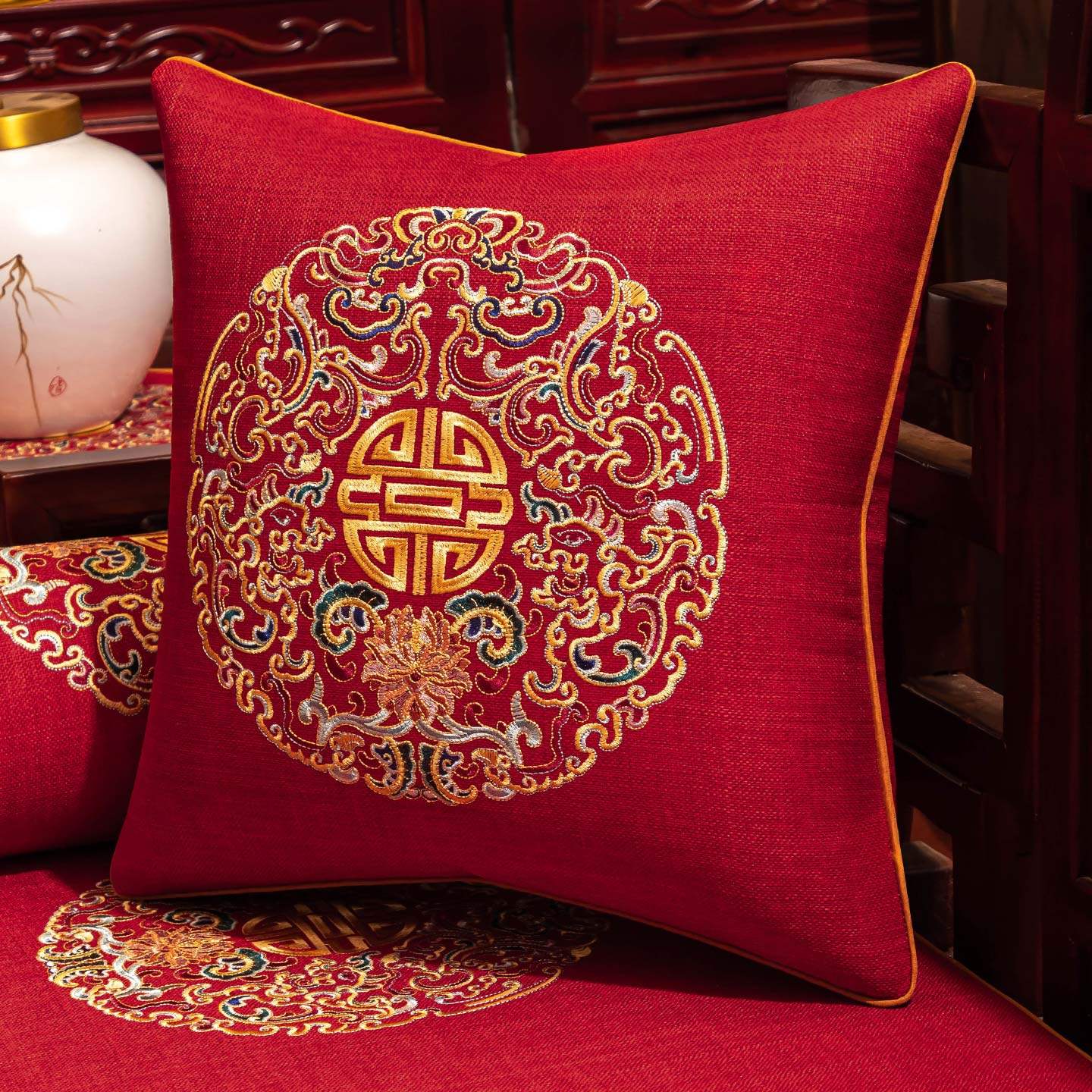 中式客厅抱枕红木沙发靠枕
