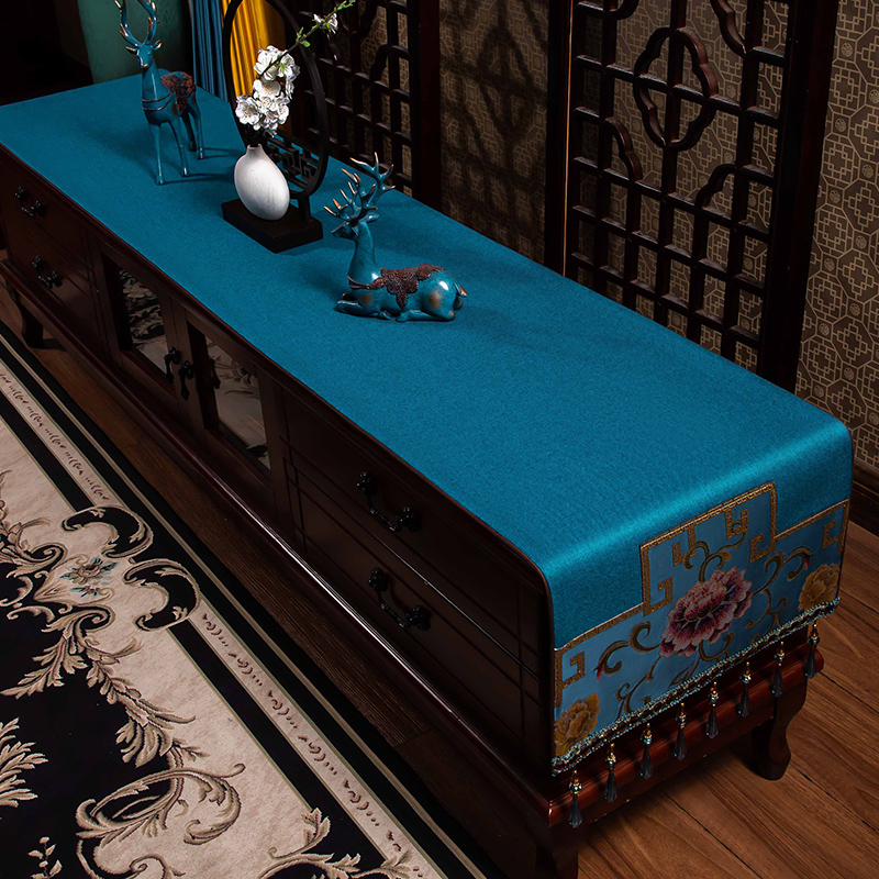 新中式桌旗茶几桌布电视机柜盖布
