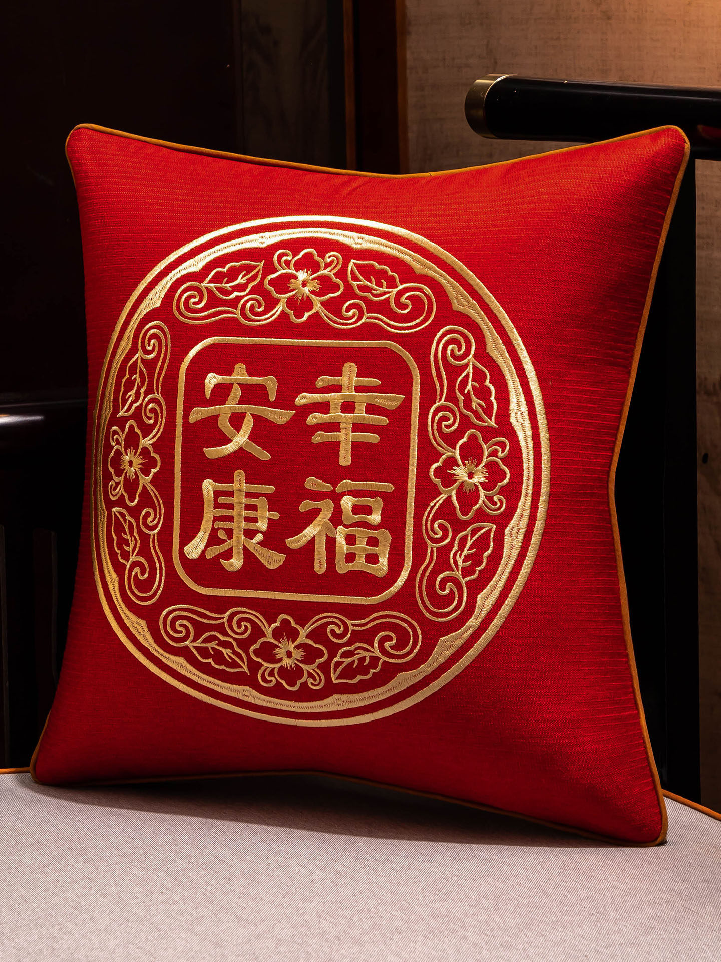 中式抱枕靠垫沙发客厅中国风床头靠背垫软包含芯大号护腰靠枕腰枕