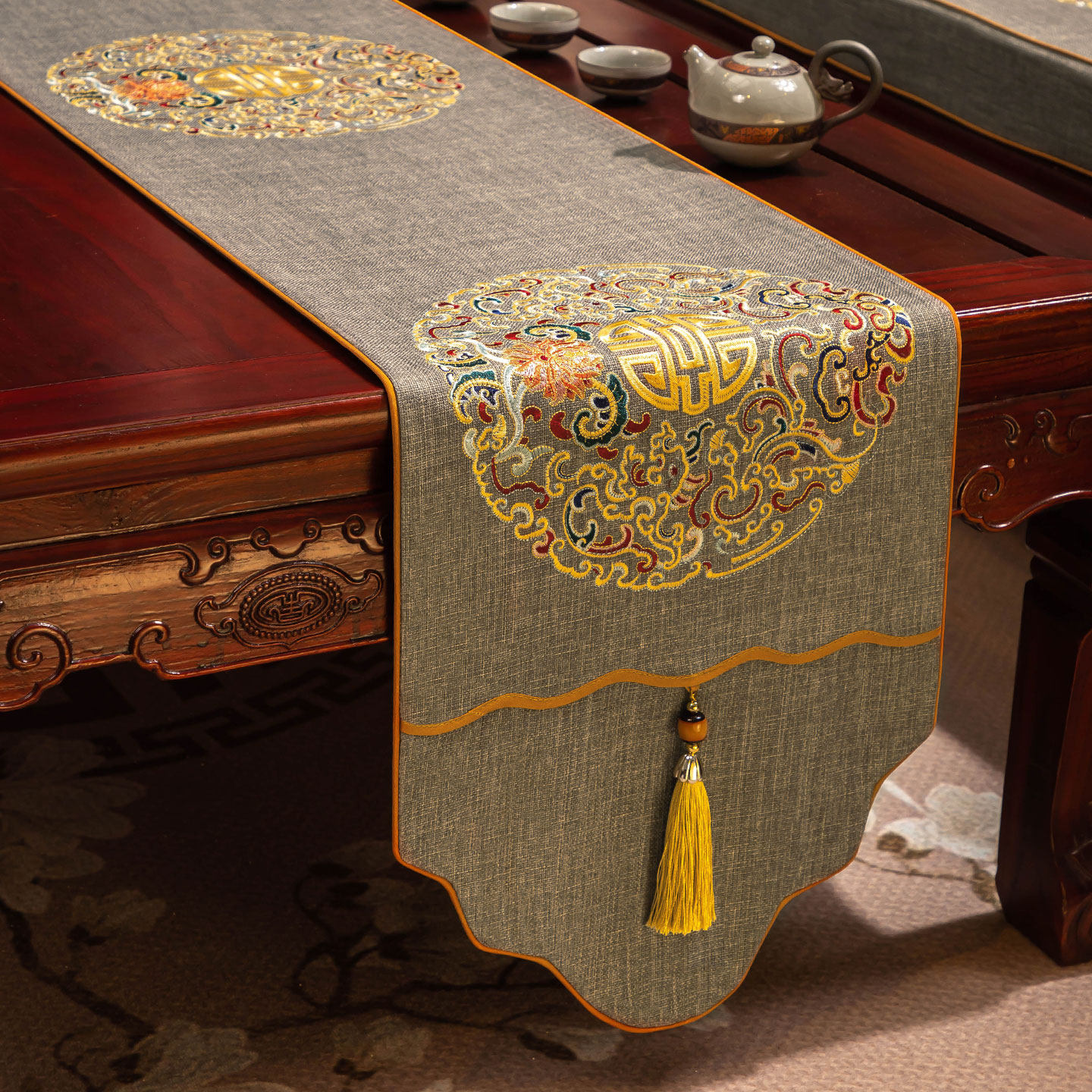 新中式禅意桌旗轻奢高端茶几桌布艺长条茶席茶旗现代简约茶桌垫布,居家布艺,桌布,淘宝优惠券,粉丝福利购,淘宝优惠卷