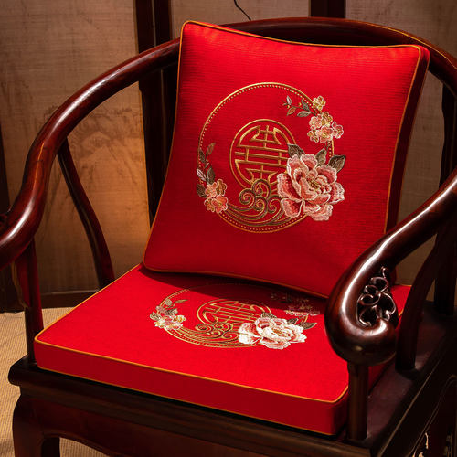 中式椅垫带靠背护腰坐垫