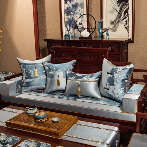 中式坐垫红木沙发垫套带靠背